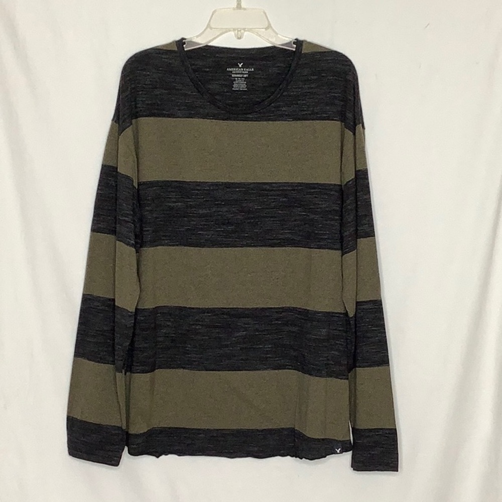 American Eagle Seriously Soft Striped Long Sleeve Crewneck Shirt Size XL